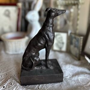 Cast Iron Whippet Dog Figure with Fine Casting and Heavy Weight